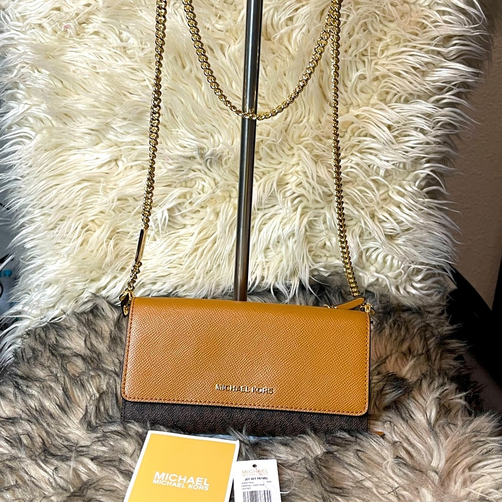 Michael kors jet set travel carry all card case leather